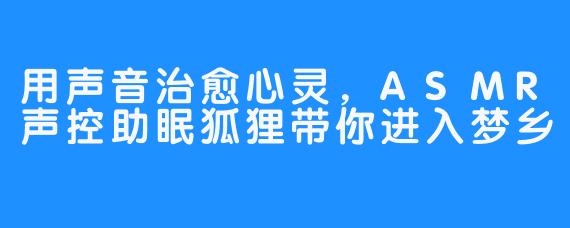 用声音治愈心灵，ASMR声控助眠狐狸带你进入梦乡