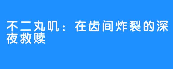 不二丸叽：在齿间炸裂的深夜救赎